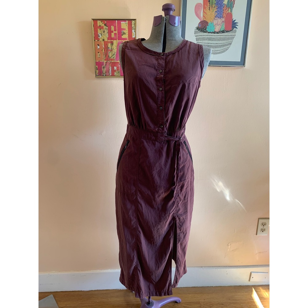 Anthropologie Holding Horses Maroon Sleeveless Button Front Midi Dress Utility